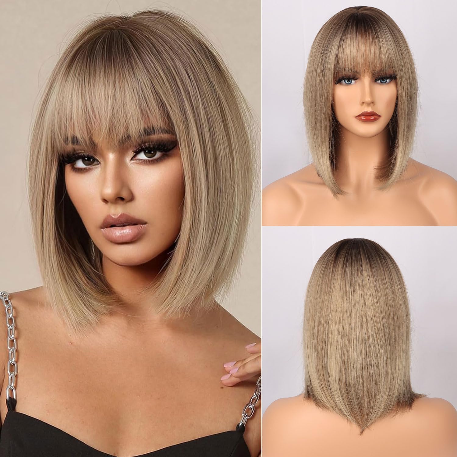 Perruques Style Bob Melange