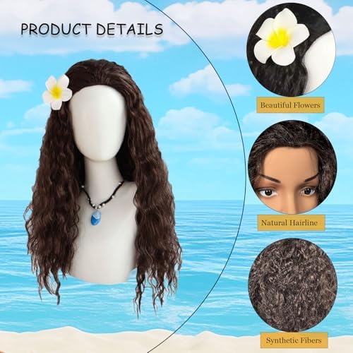 Vue 4 de Princesse Perruques Avec Fleur