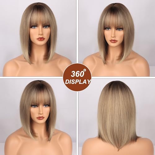 Vue 5 de Perruques Style Bob Melange