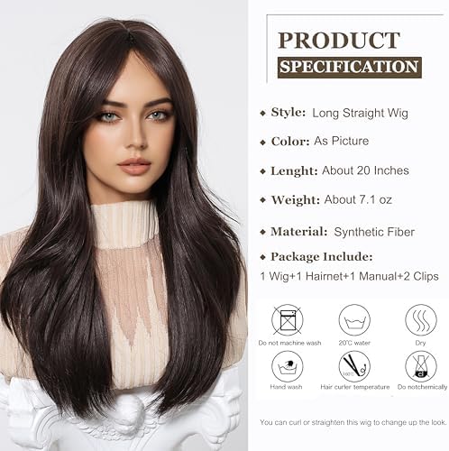 Vue 2 de Esmee Perruque Brune Longue