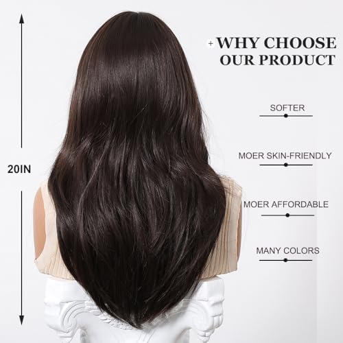 Vue 4 de Esmee Perruque Brune Longue