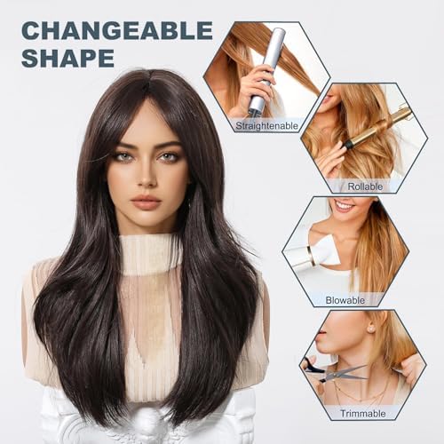 Vue 6 de Esmee Perruque Brune Longue