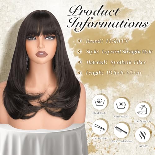 Vue 5 de Feshfen Perruque Longue Avec
