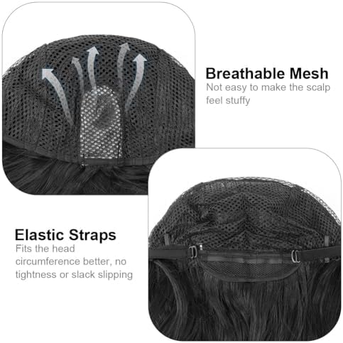 Vue 4 de Perruque Noir Femme Pcs