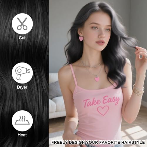 Vue 7 de Perruque Noir Femme Pcs