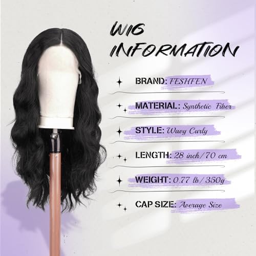 Vue 5 de Feshfen Perruque Lace Front