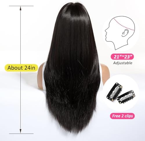 Vue 4 de Perruques Brunes Noires Pour