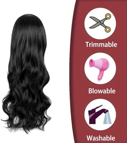 Vue 5 de Perruque Noir Perruque Femme