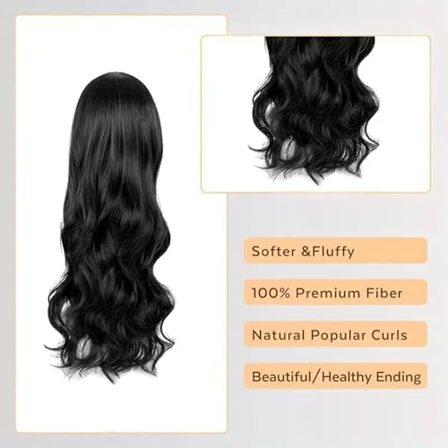 Vue 6 de Perruque Noir Perruque Femme