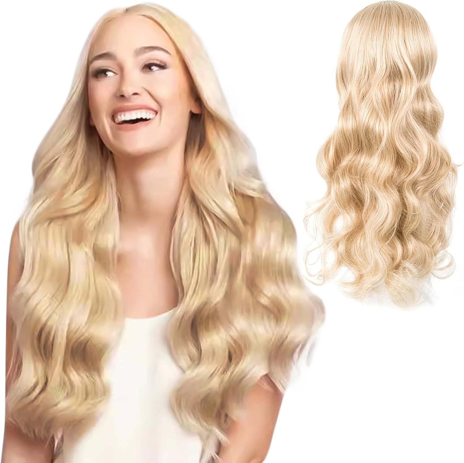 Longue Perruque Blond Ondulee