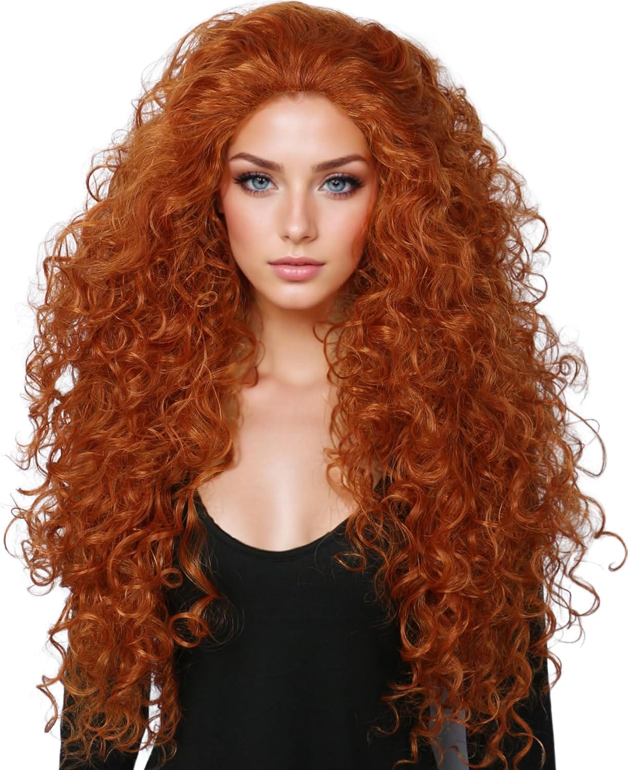 Long Curly Orange Perruque