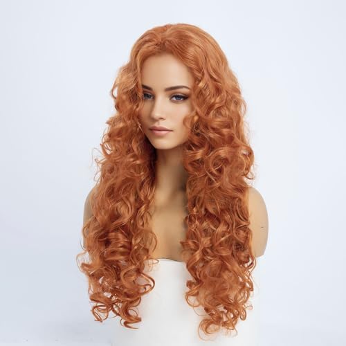 Vue 5 de Perruque Longue Ondulee Rouge