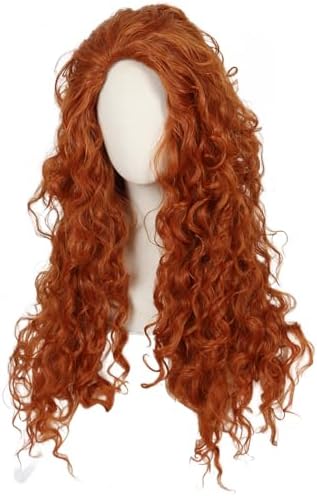 Vue 4 de Long Curly Orange Perruque