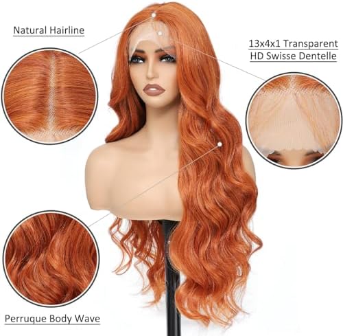 Vue 3 de Perruque Gingembre Dentelle Body