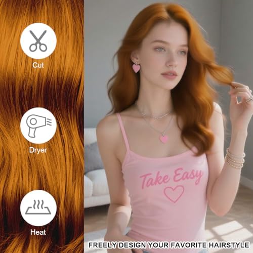 Vue 6 de Perruque Orange Femme Pcs