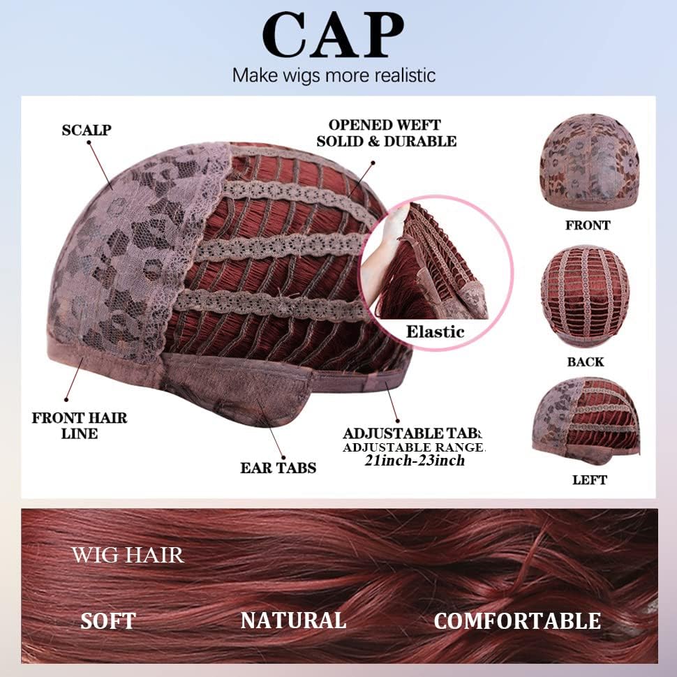 Vue 6 de Perruques Brun Roux Pour
