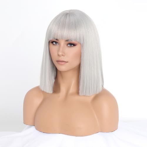 Vue 5 de Perruques Carrees Argentees Avec