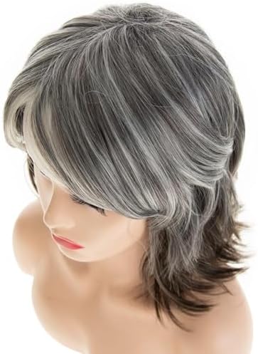 Vue 6 de Femmes Gris Perruque Courte