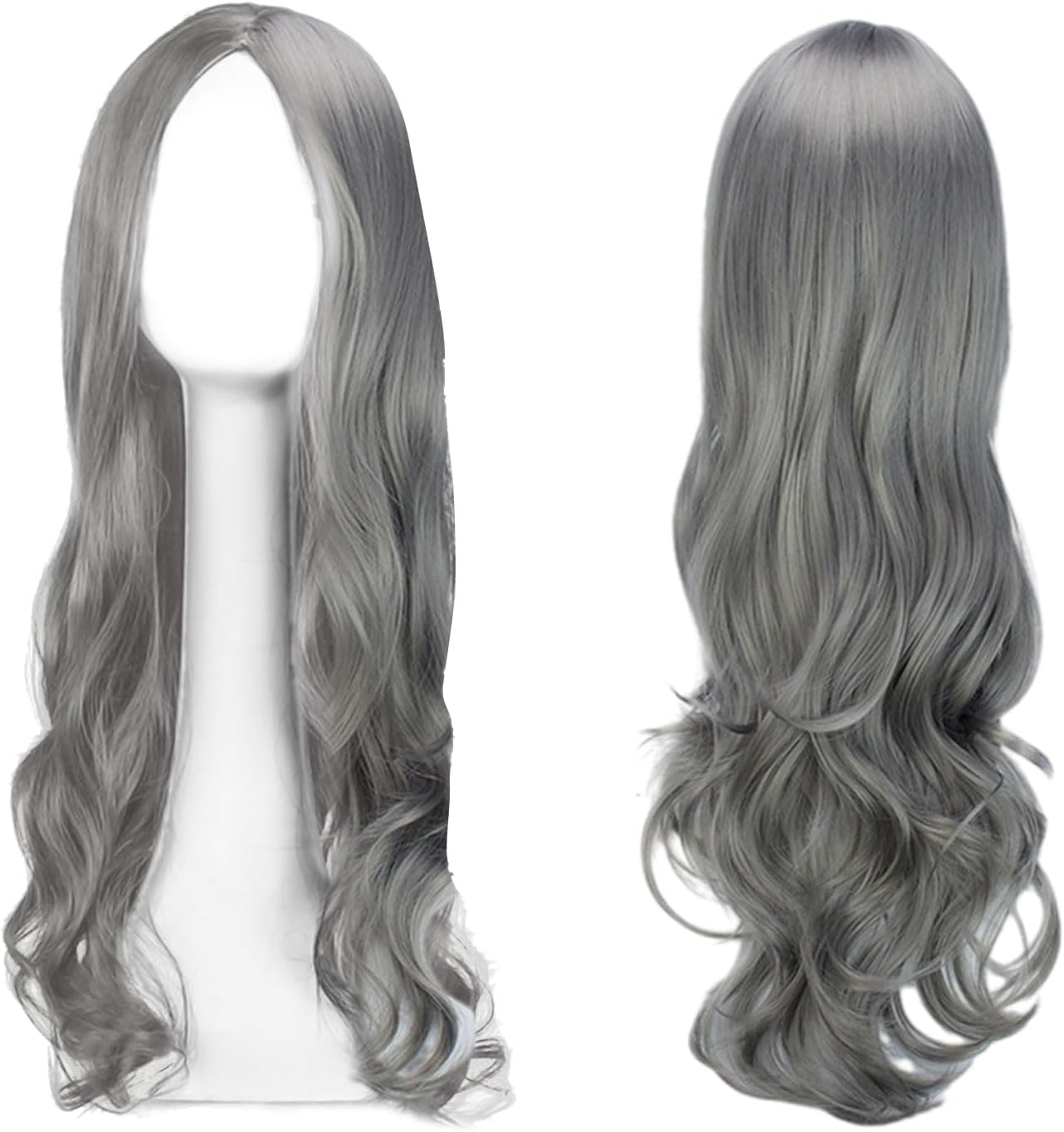 Perruques Longues Ondulee Gris
