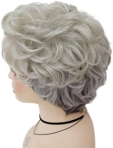 Vue 5 de Gnimegil Perruque Bouclee Argentgrise