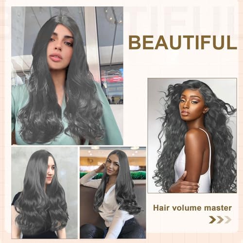 Vue 7 de Perruques Longues Ondulee Gris