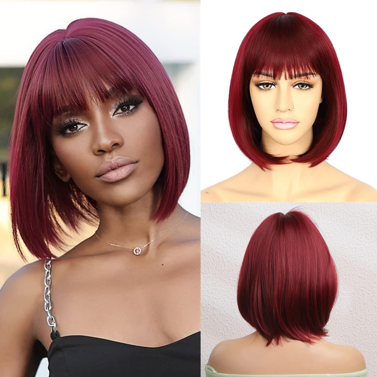 Sapphirewigs Perruque Bordeaux Pour