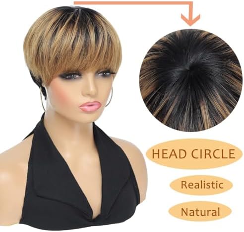 Vue 4 de Perruque Courte Brun Perruque
