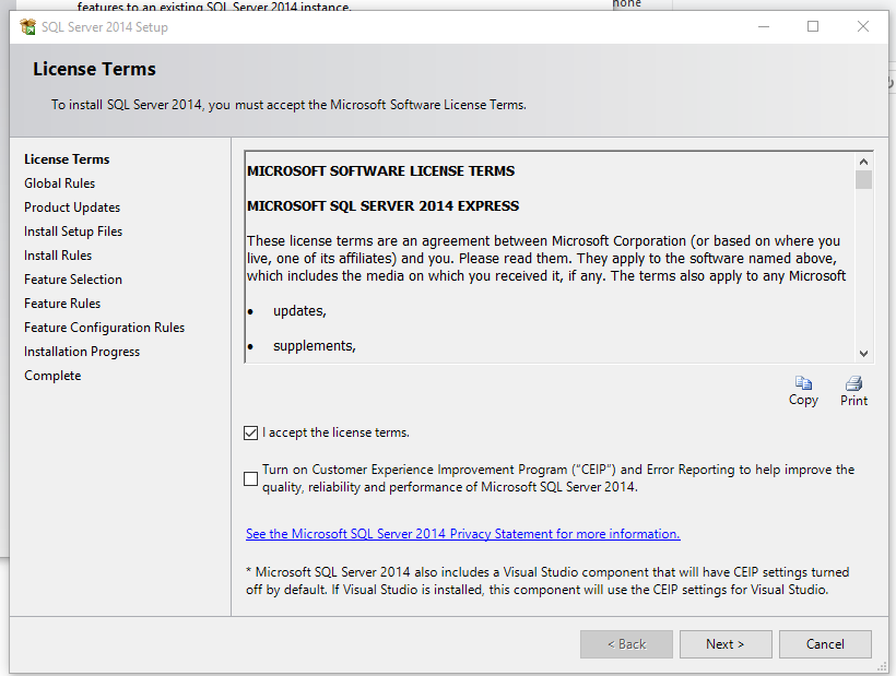 what files we need to install sql server 2014