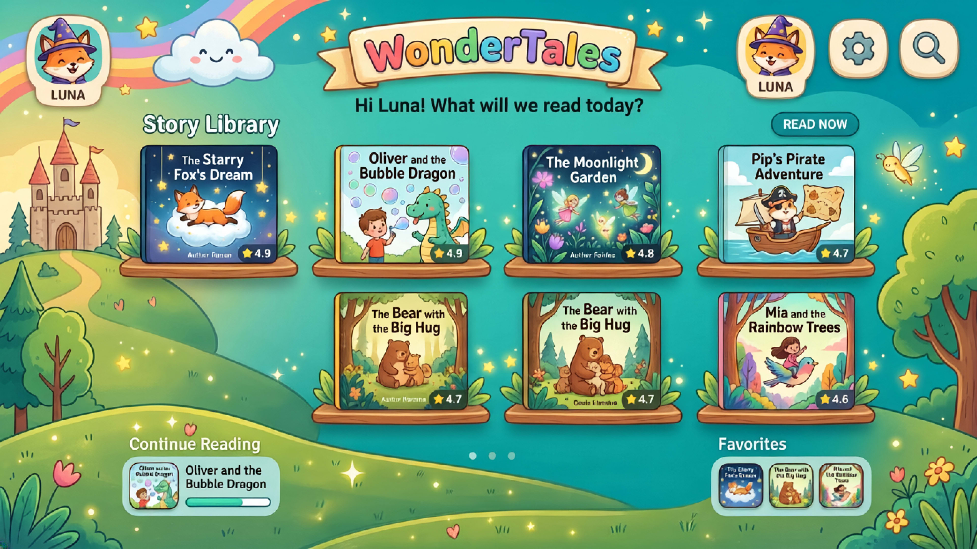 STORYMII app home screen