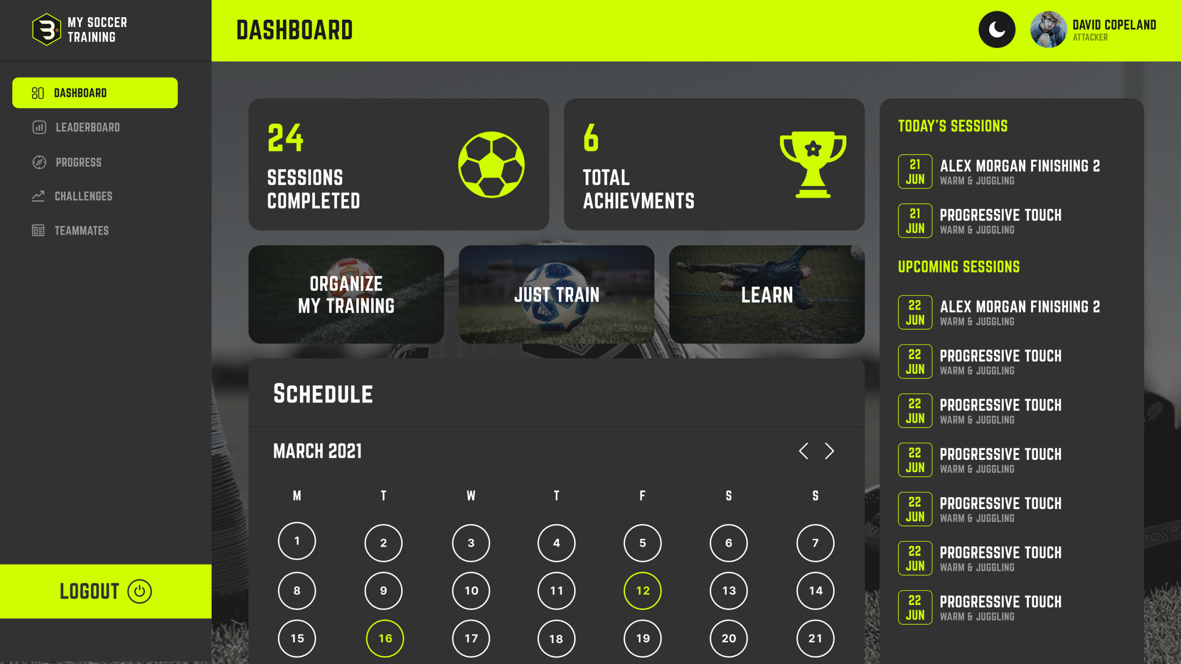 Beast Mode Soccer IDP dashboard and training plan