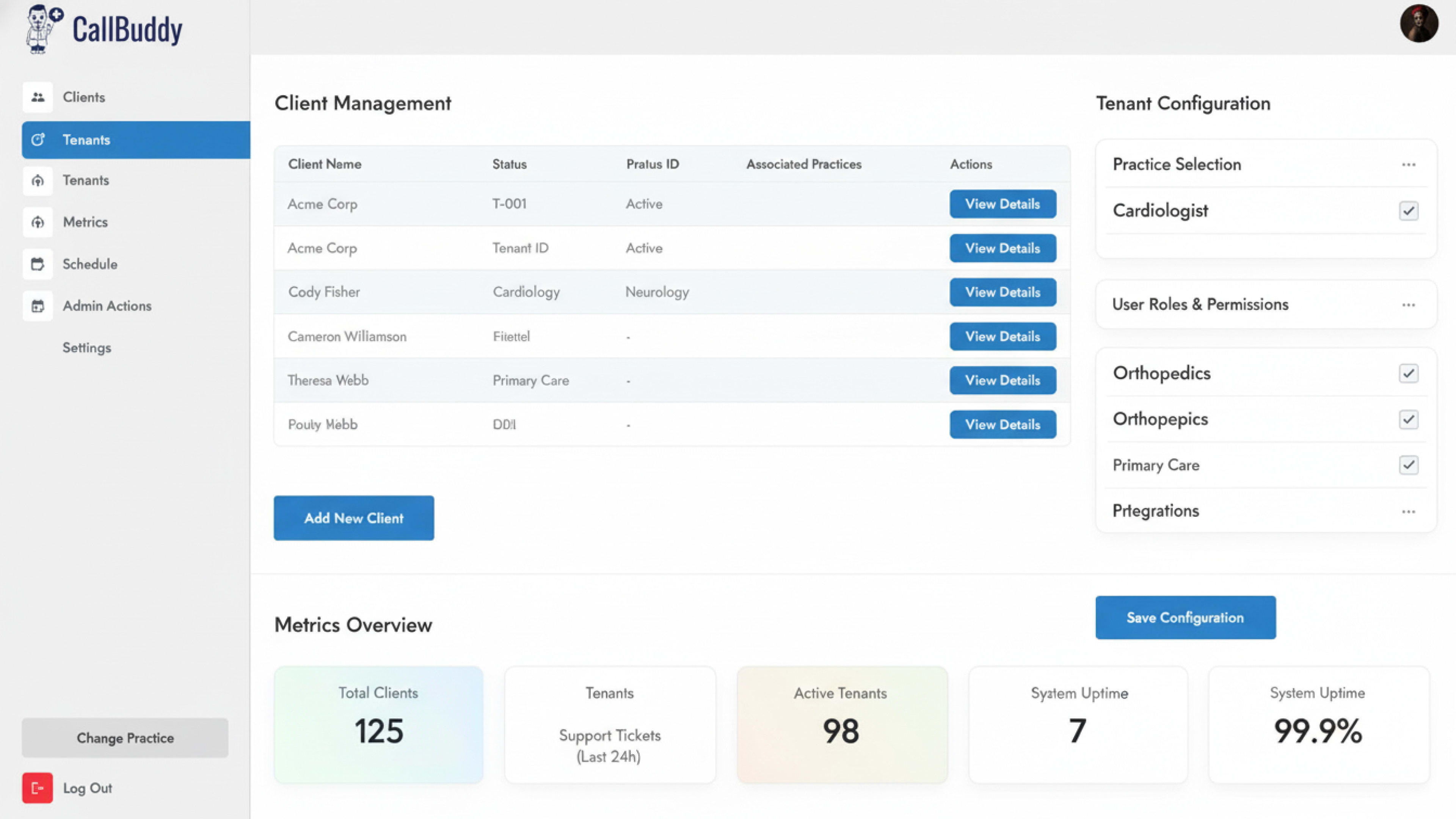 CallBuddy AI scheduling and patient management interface
