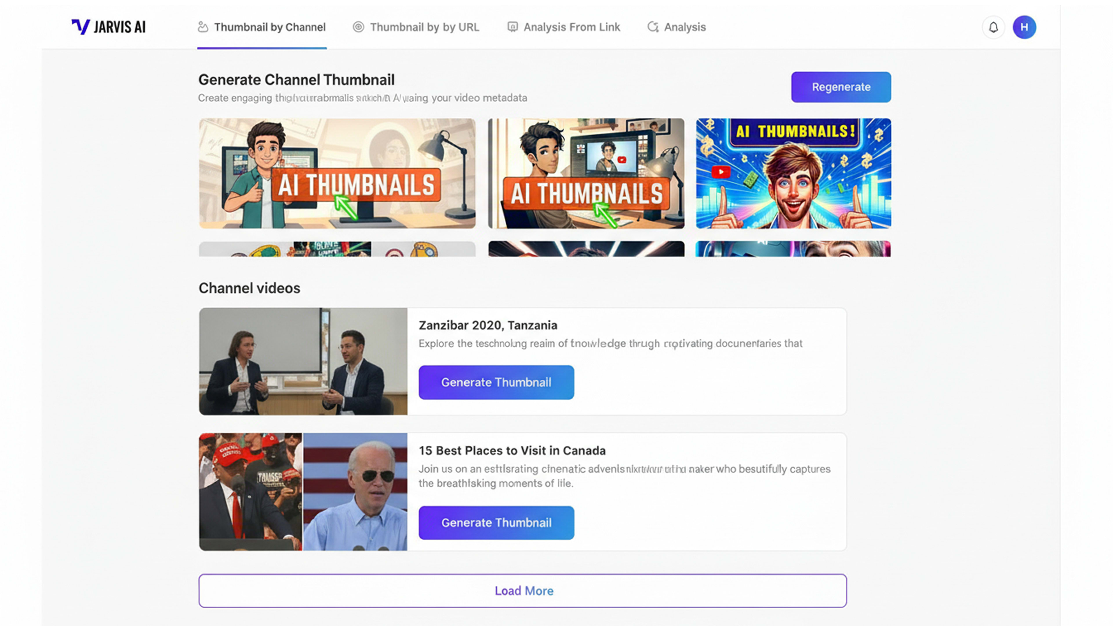 JARVIS channel bulk thumbnail generation