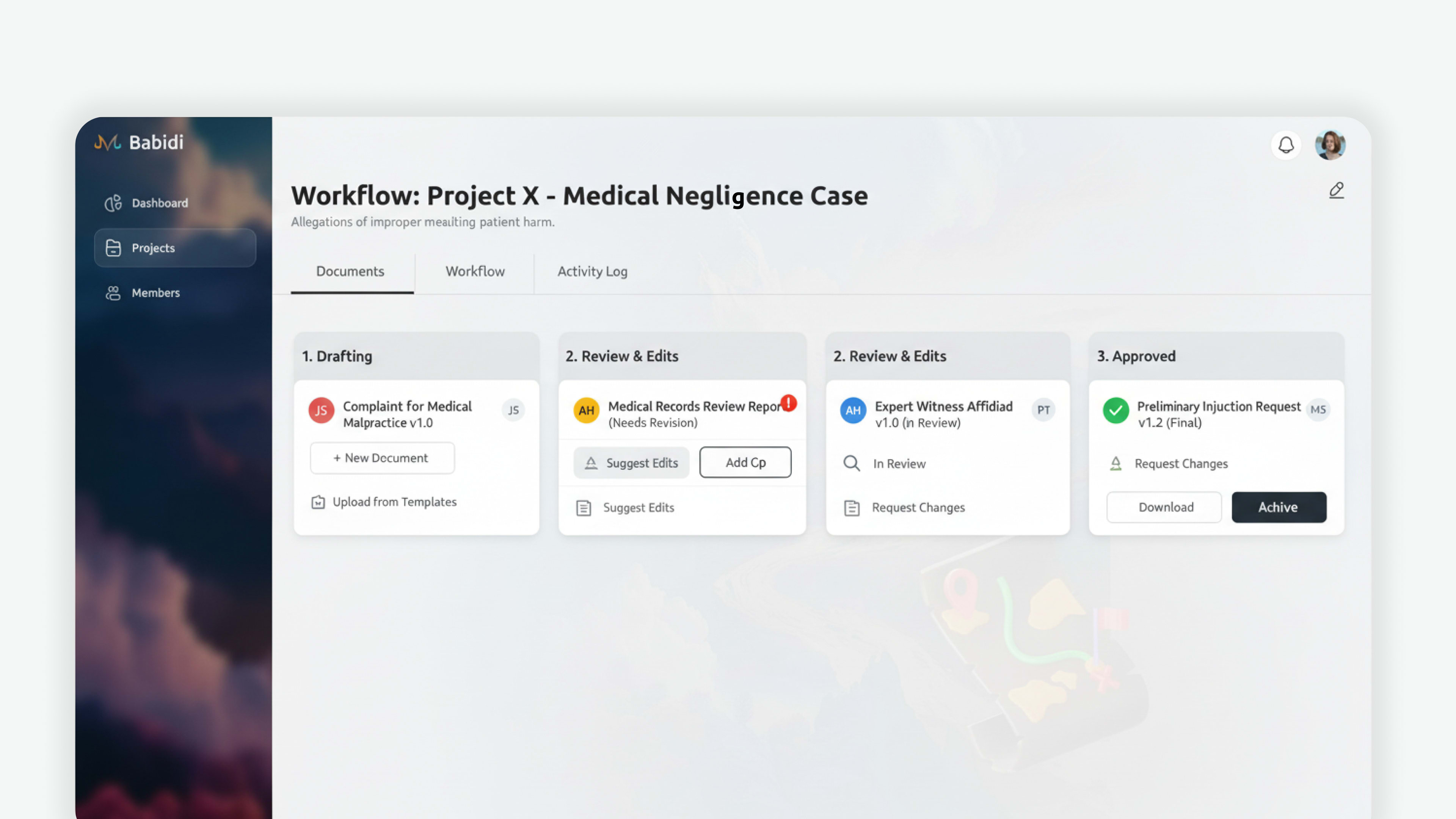 BABIDI legal document analysis interface