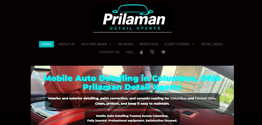 Prilaman Detail Xperts website — mobile detailing web design Columbus Ohio