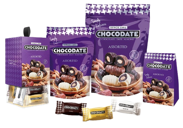 Chocodate chocolate-covered dates with almonds