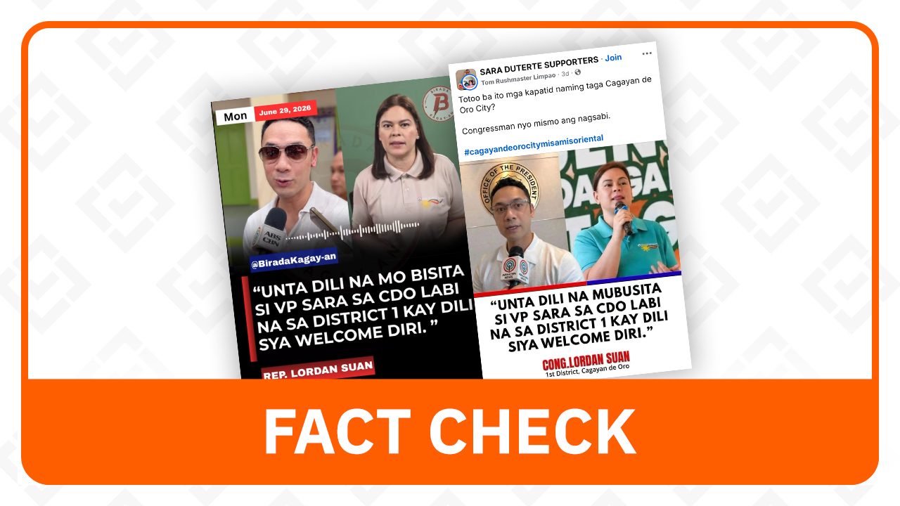 Fact check: Suan denies viral claim he called VP Sara unwelcome in Cagayan de Oro