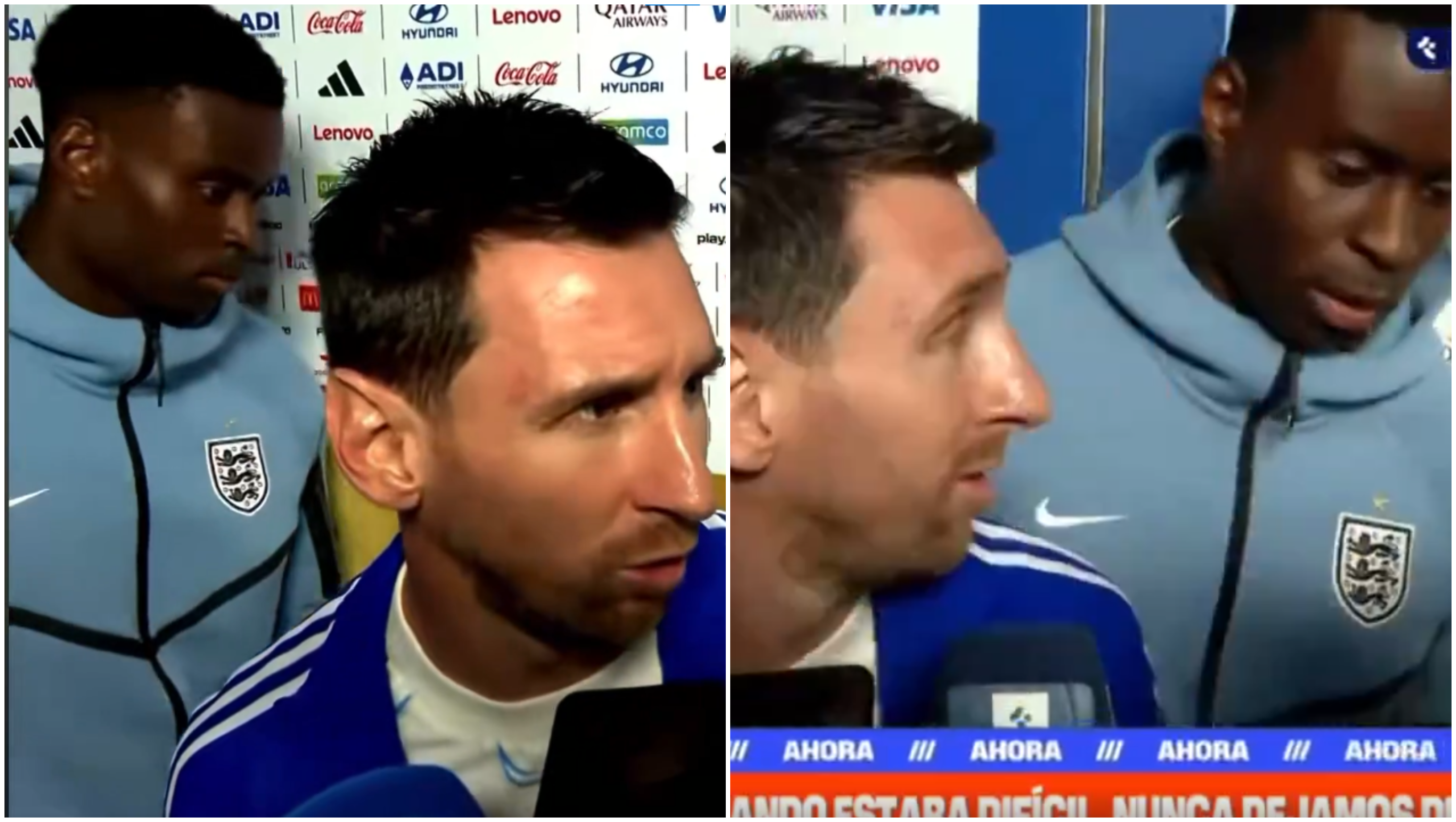 Marc Guéhi habla en español con Messi tras la semifinal de la Copa Mundial
