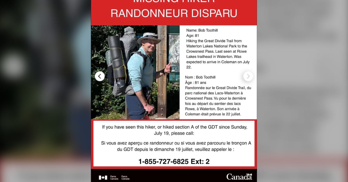 Search continues for missing 81-year-old hiker near Waterton Lakes National Park