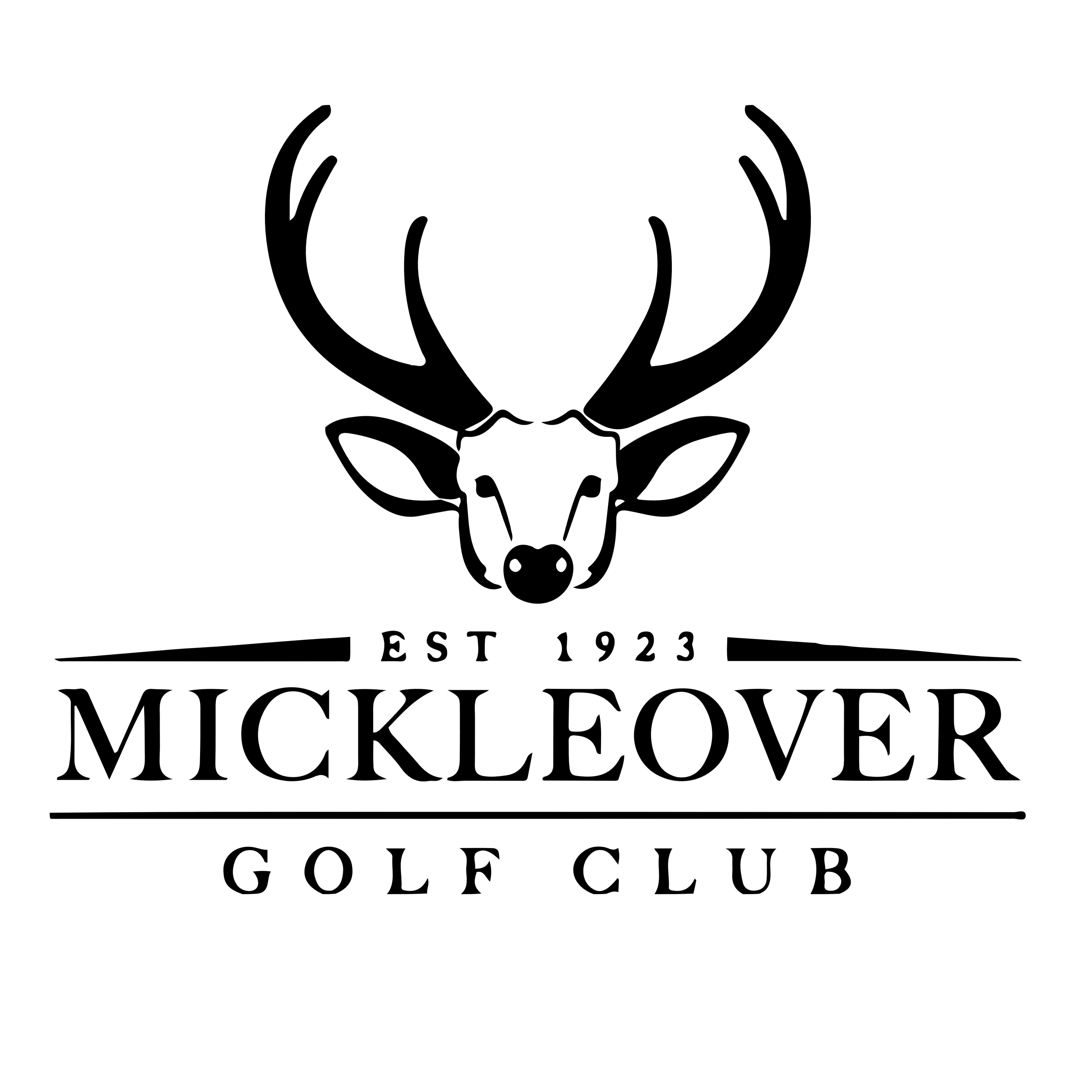 Mickleover Golf Club logo featuring a stag head with antlers, established 1923