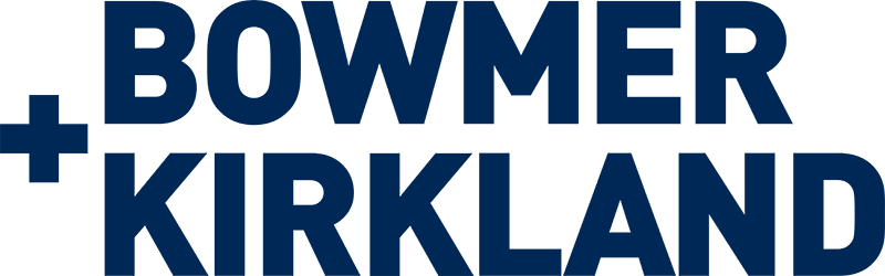 Bowmer + Kirkland logo in dark blue text