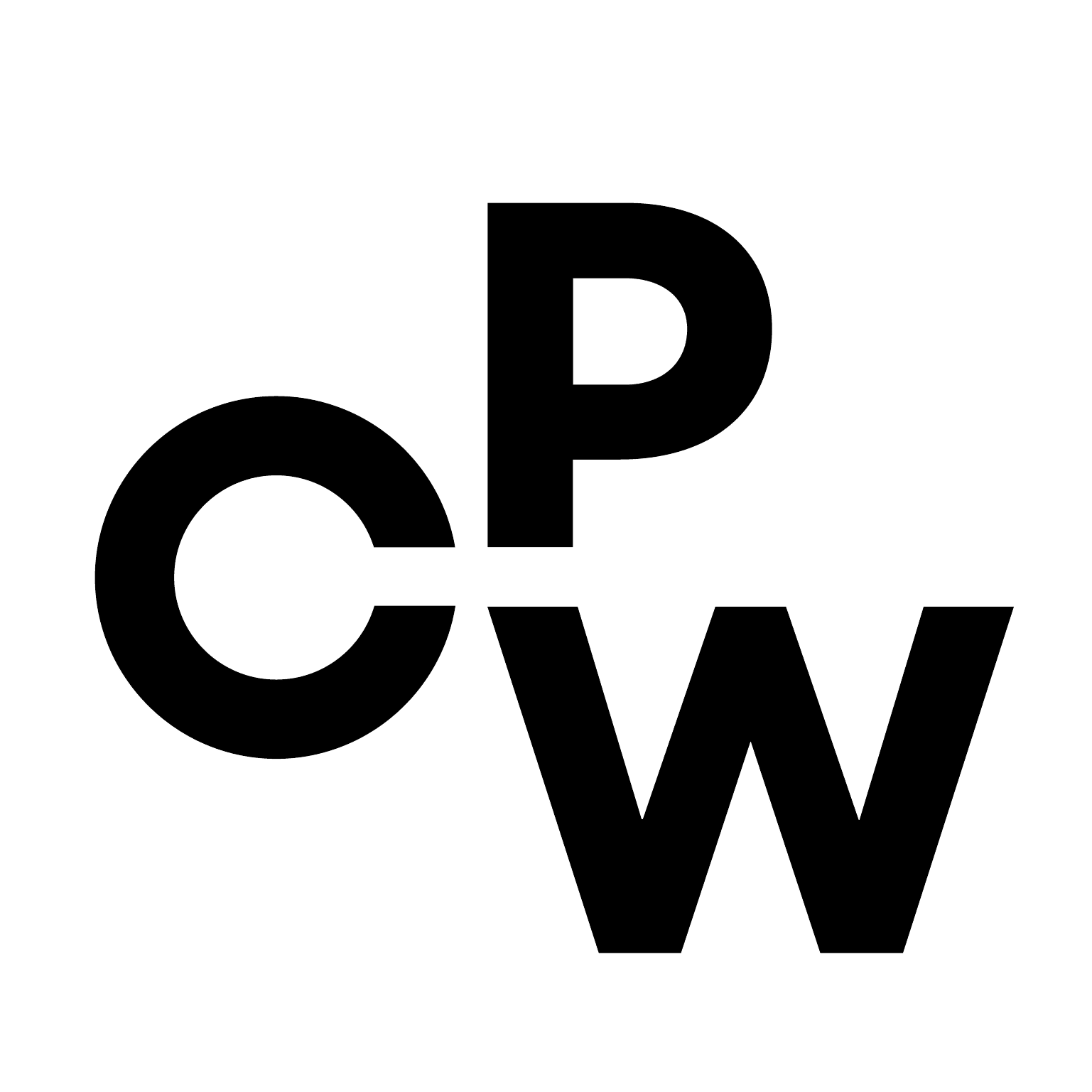 CPW logo featuring overlapping black letters C, P, and W in a modern typographic design