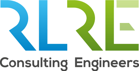 RLRE Consulting Engineers logo with blue and green gradient lettering
