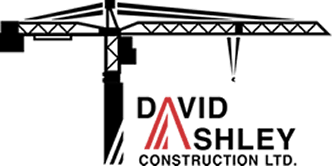 David Ashley Construction Ltd. logo featuring a black silhouette of a construction crane with red triangular accent