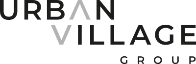 Urban Village Group logo in modern typography with stylized letter A