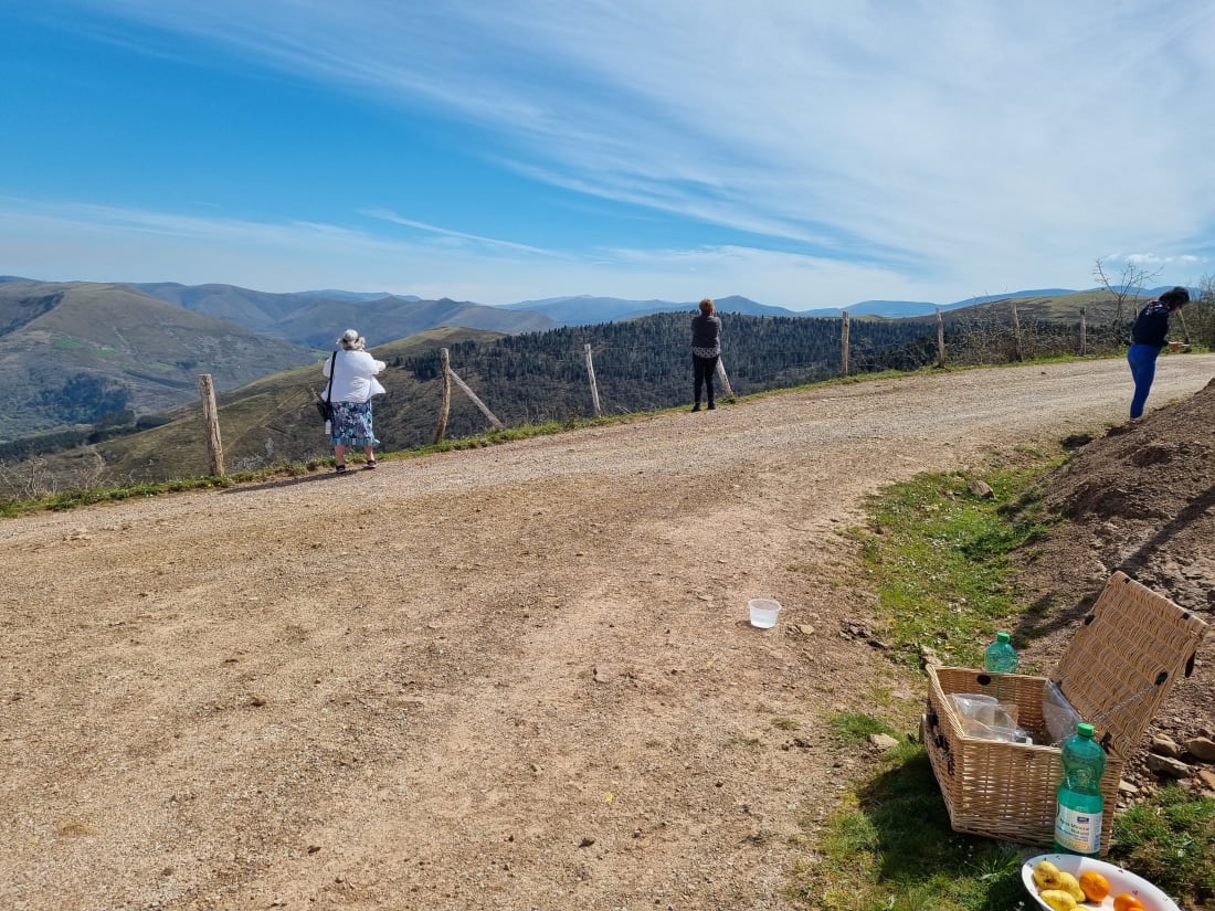 A painting group working plein air