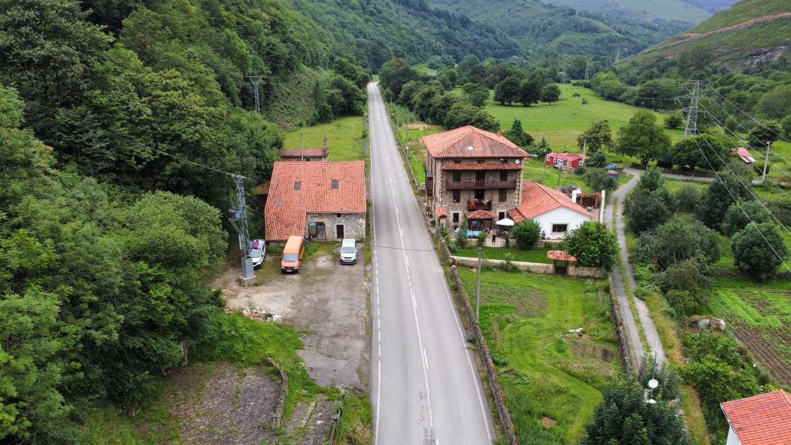 Aerial view of the estate and the Saja valley