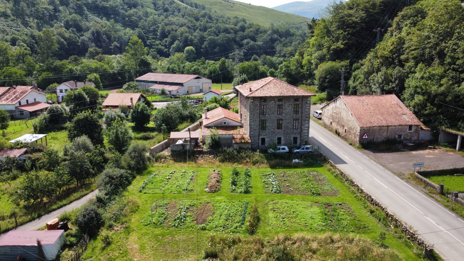 Aerial view of the estate and the Saja valley