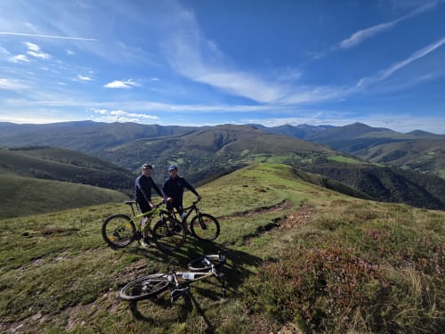 Road cyclists on a Saja valley climb