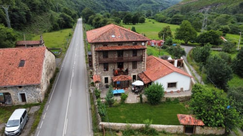 Aerial view of the estate and the Saja valley