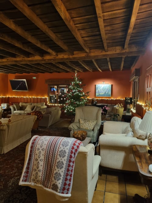 The casona sitting room with the long table